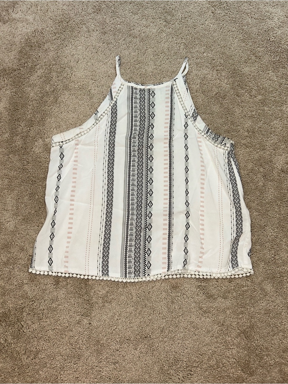 Mudd White Halter Camisole with Black & Pink Stripes
